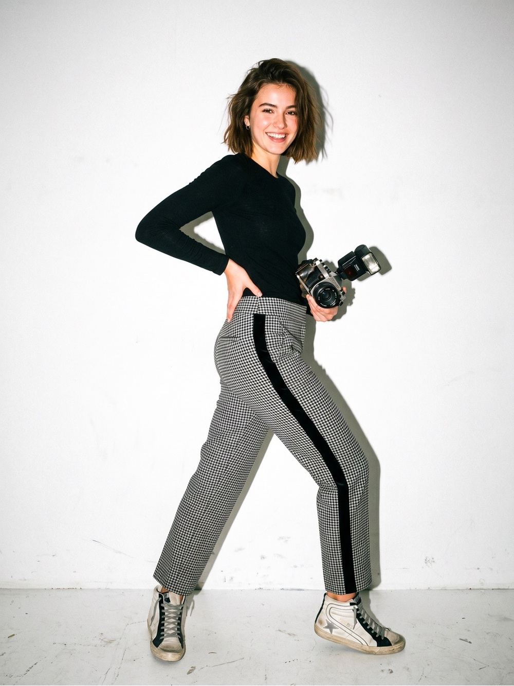 Veronica Beard Gemini Black Check Grosgrain Striped Pants | Size 8